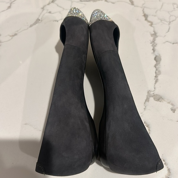SCHUTZ Women’s Ballet Flats Gemma Pointed Toe with Diamonds Grey Suede NEW 8 - Picture 10 of 14